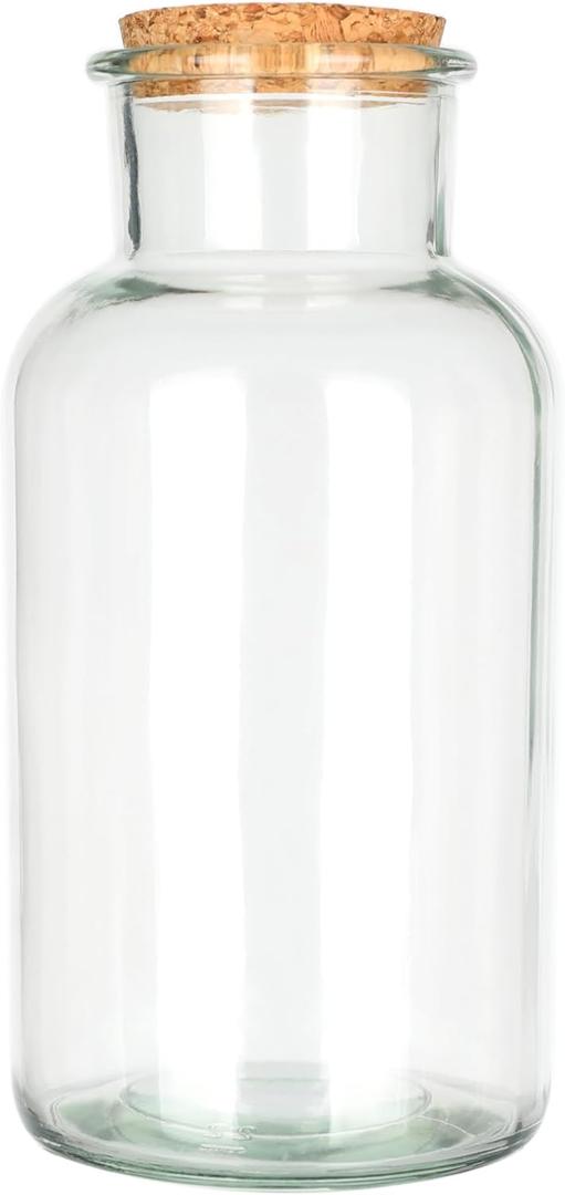 Magic Season Decorative Glass Bottles with Cork Stoppers (16.9 fl oz. Wide Mouth Round Bottles / 1 Pcs)