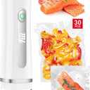 Fiii Portable Vacuum Sealer for Food, Compact Vacuum Sealer with Visible Water Tank, 30 Reusable Vacuum Bags, Handheld Sealer Machine, Pure White
