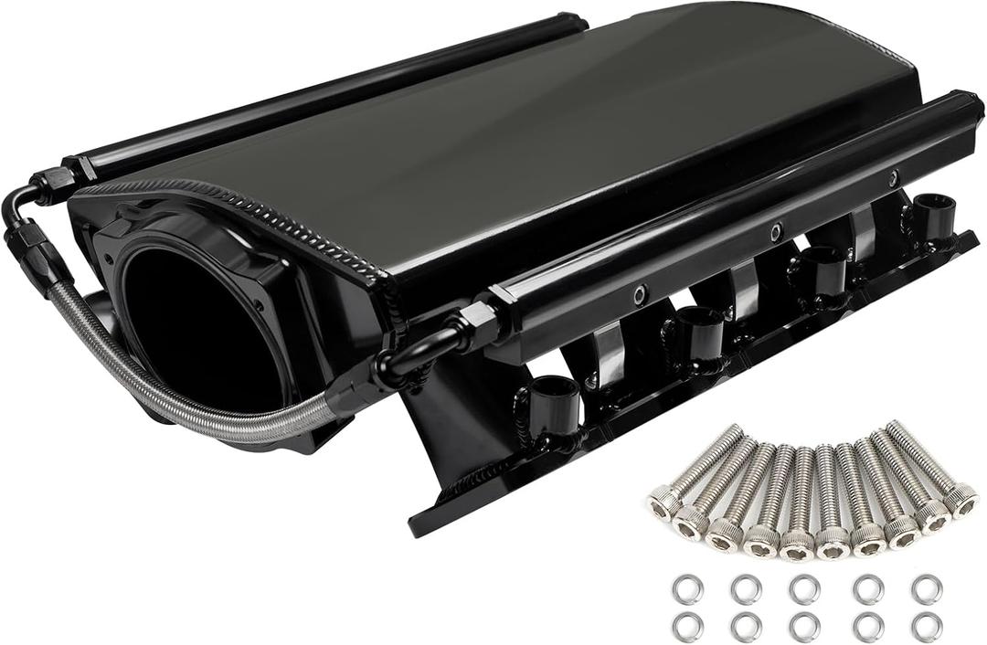 Low Profile For LS3 Intake Manifold EFI Compatible with LS Rectangle Port Head Aluminum (102mm Black)