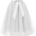 Bridesmay Women's Tulle Skirt Knee Length 6-Layered Wedding Party Homecoming Prom Dress (White), S