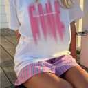 Verdusa Women's Letter Print Graphic Tees Y2K Going Out Tops Rapper Summer T Shirt (X-Large)