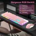 Gaming Keyboard and Mouse Combo, K1 RGB LED Backlit Keyboard with 104 Keys Computer PC Gaming Keyboard for PC/Laptop (Pink)