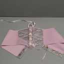 WHIPPY Women Lace-up Corset Waist Belt Transparent PVC Lace Crochet Petal Elastic Wide Belt for Dress (S: Fit Waist 27-30 Inches, Pink)