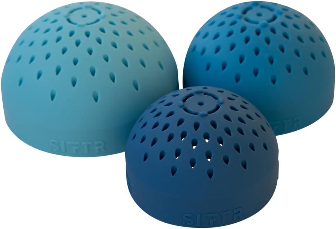 (BLUE) Nesting Can Strainer Mini Colander Set - Space Saving Small Colanders and Strainers - Multi Use Kitchen Gadget - Silicone Can Strainer