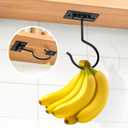 Self Adhesive Banana Hook Under Cabinet Foldable Banana Hanger Black Metal Under Counter Banana Hook to Keep Bananas Fresh Banana Holder for Kitchen RV Space Saving