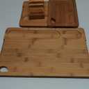 Astercook Deep-Carbonized Bamboo Cutting Boards for Kitchen with Wood Storage Stand, Reversible Charcuterie & Chopping Boards with Juice Grooves and Easy-Grip Handles, Mothers Day Gifts