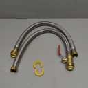 3/4" Ball Valve x 3/4" FIP x 24" Water Heater Hose Connector, Stainless Steel Braided Corrugated Flexible Water Heater Connector, Push To Connect Brass Plumbing Fitting, Copper, Pex, CPVC, 2 Pack