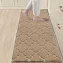 COSY HOMEER Soft Floor Mats for in Front of Sink Super Absorbent Kitchen Rugs 20"x59" Non-Skid Standing Mat Washable,Polyester,Beige