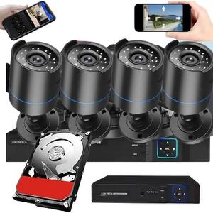 3000TVL Home Security System Surveillance DVR Camera Kits, 4pcs Wired 5MP PoE IP Night Vision Cameras Set with AI Motion Person Vehicle Detection, 4K NVR with 512GB Hard Drive for 24-7 Recording