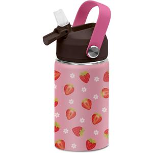 Strawberry Water Bottle for Girls, 12 Oz Leak-proof Tumblers with for Teens | Stainless Steel Travel Mugs for Kids, Christmas Birthday Gift for Women, Back to School Supplies, 1PCS