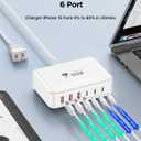100W USB C Fast Charger Station 6 Ports (One Port 65W Max) Charging Block for Multiple Devices USB Wall Plug Charger Block for iPhone, iPad, Samsung, MacBook, Tablet, Laptop, 5FT Cord
