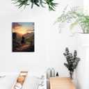 Western Cowboy Pictures Wall Decor Sunset Desert Landscape Prints Art Vintage Western Canvas Wall Art Mountain Painting Artwork For Living Room Bedroom Office Home Decorations Gifts For Men Women  (16"L x 12"W)