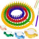 Cesilili Knitting Loom Kit with Pompom Maker Round Knitting Loom for Beginner 4 Sizes (4/6/8/10 Inches) Needle Set DIY Tool for Hats Scarves Handcrafts