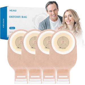 20 PCS Colostomy Bags, One Piece Drainable Ostomy Pouch with Closure for Ileostomy Stoma Care, Ostomy Supplies, Ileostomy Supplies, Cut-to-Fit, Max 60 Mm