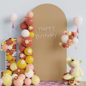 Fomcet 7.2FT Wedding Arch Cover Khaki 2-Sided Spandex Fitted Fabric Arch Backdrop Cover Round Top Arch Cover Fabric for Birthday Party Baby Shower Wedding Arch Stand Decoration