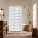 White Brick Wall Decor Shower Curtain Set,White Endless Rectangular Brick Wall Polyester Shower Curtain for Shower Stall Bathroom Waterproof with 12 Hooks 72x72 Inch