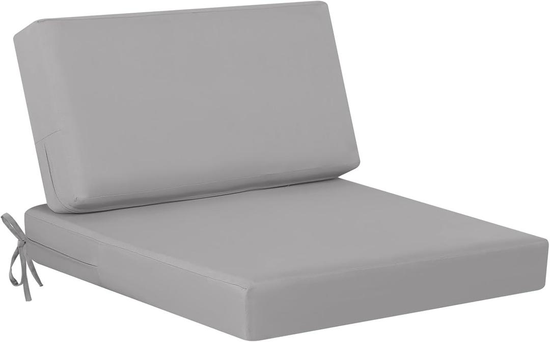 idee-home Outdoor Cushions for Patio Furniture, Outdoor Seat Cushion, Waterproof Couch Hampton Bay Deep Seat Replacement Chair Cushions for Garden Lawn Backyard Deck, 26.5 x 26.5 Grey
