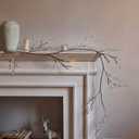 Hairui Lighted Garland Snow Flocked with Timer 6FT 48 LED Battery Operated Pre-lit Twig Vine Fireplace Mantle Table Winter Christmas Decoration Indoor Outdoor