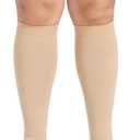 TOFLY Plus Size 4XL Open Toe Compression Stockings (Pair) for Women& Men 15-20mmHg Wide Calf Knee High Toeless Compression Socks Compression & Soothing Circulation Varicose Veins Swelling Edema Beige, Size: 4X-Large