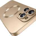 Magnetic Case for iPhone 16 Pro Max with Camera Lens Protector,Compatible with Magsafe,Full Protection Slim Anti-Scratch Soft Silicone Bumper Metallic Phone Case for iPhone 16 Pro Max Gold