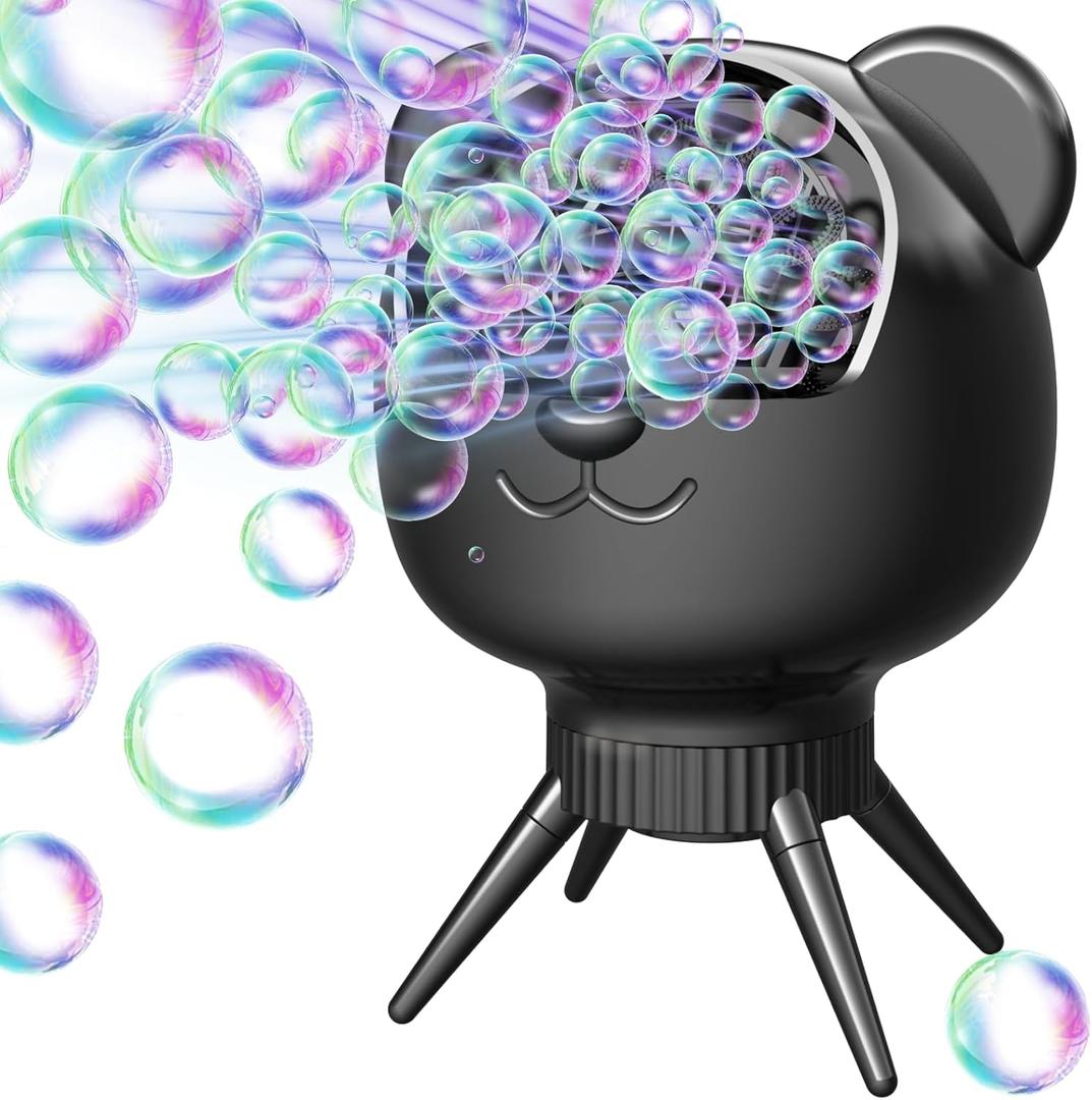 Bubble Machine for Toddlers Kids, 18 Wands 500ml Tank Rechargeable Bubble Maker, 30000+ Bubbles/Min 2 Speeds AutoRotating Portable Bubble Blower for Indoor/Outdoor Parties, Birthday, Wedding (Black)