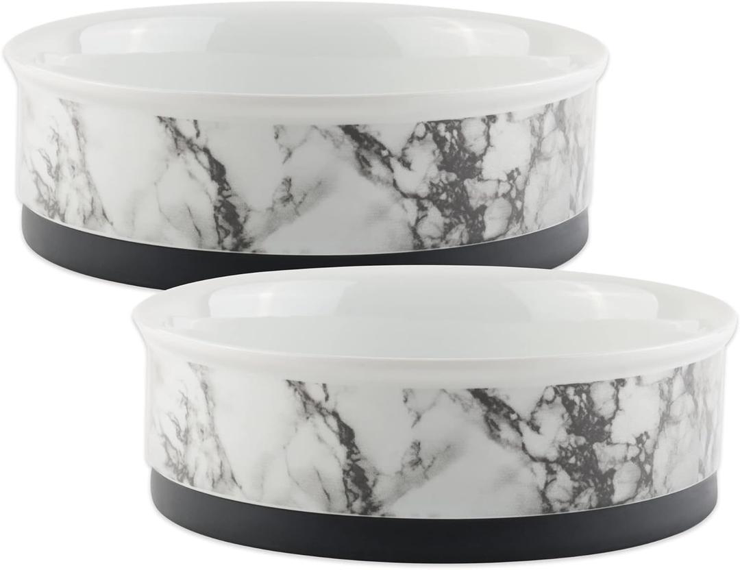 Bone Dry Pet Bowl Collection Ceramic Set, Medium, Marble, 1 Count White