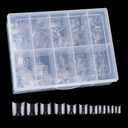 3 x Beuniar Acrylic Clear Nail Tips Short French Square False Tip 500Pcs | Artificial Nails, for Manicure Art Salons & Home DIY, With Storage Box