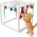 BABORUI Cat Play Gym, Indoor Hanging Activity with 15 Toys, Cat Toys to Keep Them Busy, Adjustable Cat Playground for Indoor Cats at Home