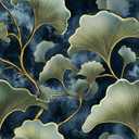 Ginkgo Leaves Peel and Stick Wallpaper, Modern Gold and Navy Wallpaper, Self Adhesive Vinyl Wall Paper for DIY Home Decor, 17.7in x 236in