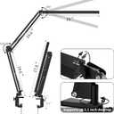 LED Desk Lamp, Manicure Table Lamp, Eye-Caring Drafting Light, Dimmable Office Table Lamp with 3 Color Modes, 10 Brightness Levels & Adapter, Memory Function(Black)