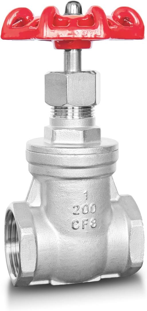 1"" NPT Stainless Steel Gate Valve, Heavy Duty Female x Female Thread Rotary Sluice Valve, Manual Rotary Sluice Valve with Wheel Handle 200WOG for Water Oil Gas (1"", DN25)