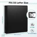 1'' Economy 3-Ring Binders, 1-inch Round Rings, Holds 200 Sheets US Letter Size, ClearVue Presentation View, Non-Stick, Black (24)