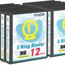 3 Ring Binder 1 Inch, PANDRI 12 Pack 1-Inch Binder Fits Letter Size 8.5'' x 11'' Paper, Versatile Binders for Office Home School, 2 Pockets, Black