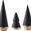 KiaoTime Halloween Simple Elegant Ceramic Christmas Tree Tabletop Counter Centerpiece Mantel Shelf Home Decor Accents Xmas Christmas Tree Decoration Ornament, Black Color(Complete Set of 3 (Black))