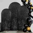 Fanqisi Arch Cover Set of 3 Black Arch Backdrop Covers 6FT, 6.6FT, 7.2FT Sparkly Fabric Backdrop Covers for Halloween Party Ceremony Decorations