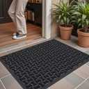 Color&Geometry Front Door Mat Outside Entrance, All-Season Heavy Duty Outdoor Door Mat for Patio Waterproof, Welcome Mat Doormat Outdoor Entrance Non Slip with Rubber Backing, Grey 17''x30'' (1'5" x 2'6" (Rectangular))