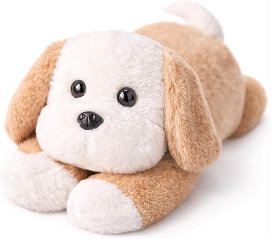uoozii 20" | 4 Pounds Light Brown Dog Weighted Stuffed Animals with Unscented Microwavable Heating Pad, Cute Coolable Heatable Weighted Plush Warm Gift for Kids & Adults