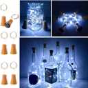 6 Pack Solar Powered Wine Bottle Lights, 20 LED Waterproof Copper Cork Solar Lights for Wedding Christmas, Outdoor, Holiday, Garden, Patio, Pathway Decor (Cool White)