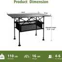 Damei century Large Folding Camping Table, 46.45 x 25.6in Tabletop, Portable Aluminum Table with Adjustable Height, with Carry Bag, Indoor Outdoor for Camping, Picnic, Backyard, BBQ, Patio, Beach