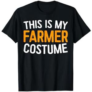 This is My Farmer Costume Shirt Adult Kids Farmer Costume T-Shirt. (S, Black)  