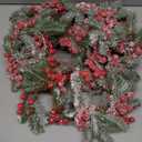 Quelay 24 Pcs Christmas Candle Rings Wreaths Berry Pillar Garland Candle Ring Holder Christmas Table Centerpiece Decor for Xmas Pinecone Holiday Festival Kitchen Cabinet Wreaths Hanging Decor