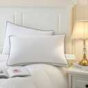 DOWNCOOL Goose Down Bed Pillows King Size Set of 2, Pillow Soft Support for Side, Back or Stomach Sleepers, for Better Sleep Experience, White 20" x 36"