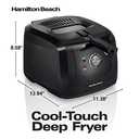 Hamilton Beach Cool Touch Electric Deep Fryer with Basket and Lid, 2 Liters / 8 Cups Oil Capacity, Adjustable Temperature, 1500 Watts for Fast Heat-up, viewing Window Easy to Clean, Black (35021)