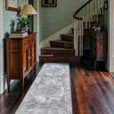 jinchan Runner Rug 2x6 Washable Hallway Rug Vintage Distressed Runner Gray Indoor Thin Traditional Floral Mat Lightweight Non Slip Carpet for Kitchen Bathroom Laundry Room Bedroom Living Room Grey