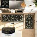 Yinhua Kitchen Rugs Sets of 2, Black Insect Non Slip Washable, Farmhouse Anti Fatigue Mats for Kitchen Floor, PVC Waterproof Rug for Spring Summer, 18"x30"+18"x48"