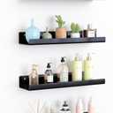 Upsimples Acrylic Shelves for Wall Decor, 15" Display Shelf Perfume Organizer for Bathroom, Bedroom, Living Room, Floating Bookshelves for Kids, Black, 4 Pack