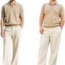 Heyfanee Mens Corduroy Casual Pants Relaxed Fit Trousers for Men with Belt Loops (36, Light Khaki)