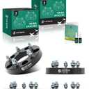 YHTAUTO 5x5.5 to 5x4.75 Wheel Adapters 1 Inch Compatible with Ford F-150 1975-1996, Dodge Ram 1500, Jeep, Tire Adapters w/ 1/2"-20 & 12.9 Grade Studs, 87.1mm Center Bore 5 Lug 4PCS Black