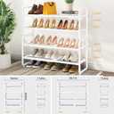 SNTD Shoe Rack - Expandable Shoe Organizer for Closet, Adjustable Metal Shoe Shelf Storage, Stackable Long Shoe Stand Holder for Garage, Entryway, Door Entrance (White, 4-Tier)