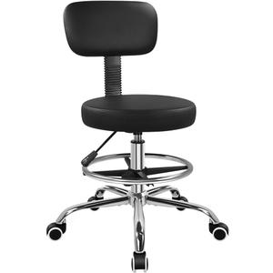 BFTOU Black Drafting Chair with Back Tall Adjustable Rolling Stool with Footrest Thick Seat Cushion Office Desk Chair for Shop Salon Bar Kitchen Studio Home
